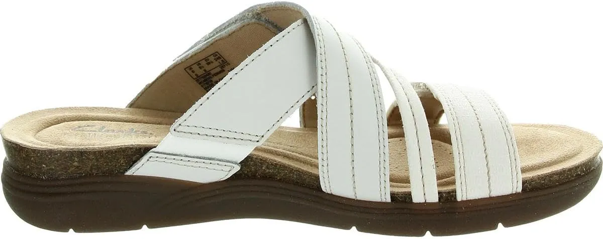 Clarks Womens April Willow Faux Leather Strappy Slide Sandals