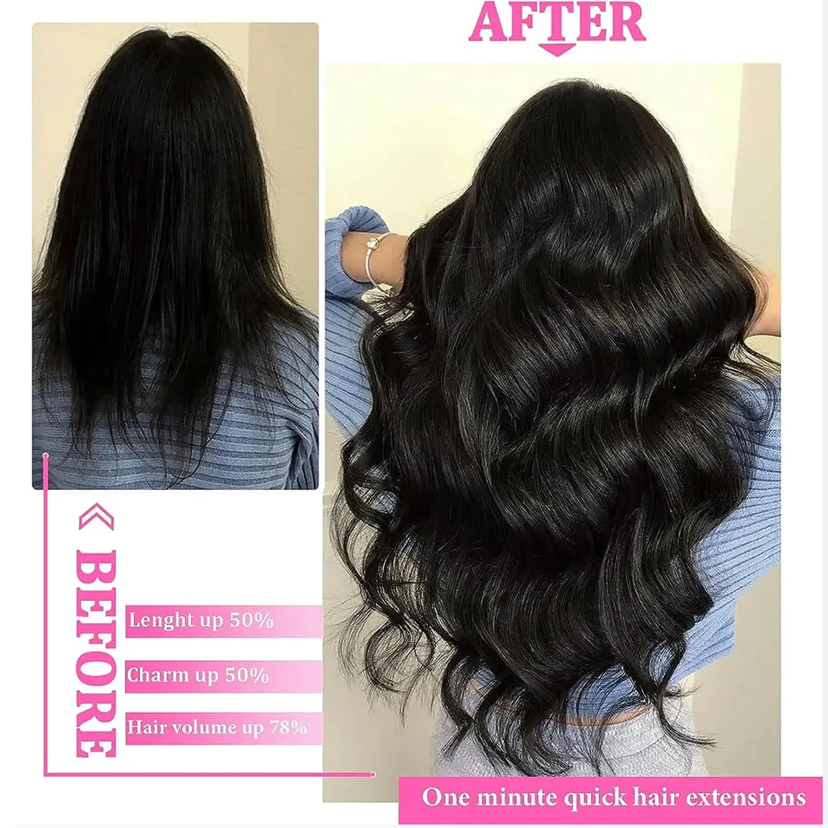 Clip in Hair Extensions Straight Natural Curl 100% Unprocessed Brazilian Human Hair for Black Women Natural Black Color 8pcs 120g/set 14 Inches