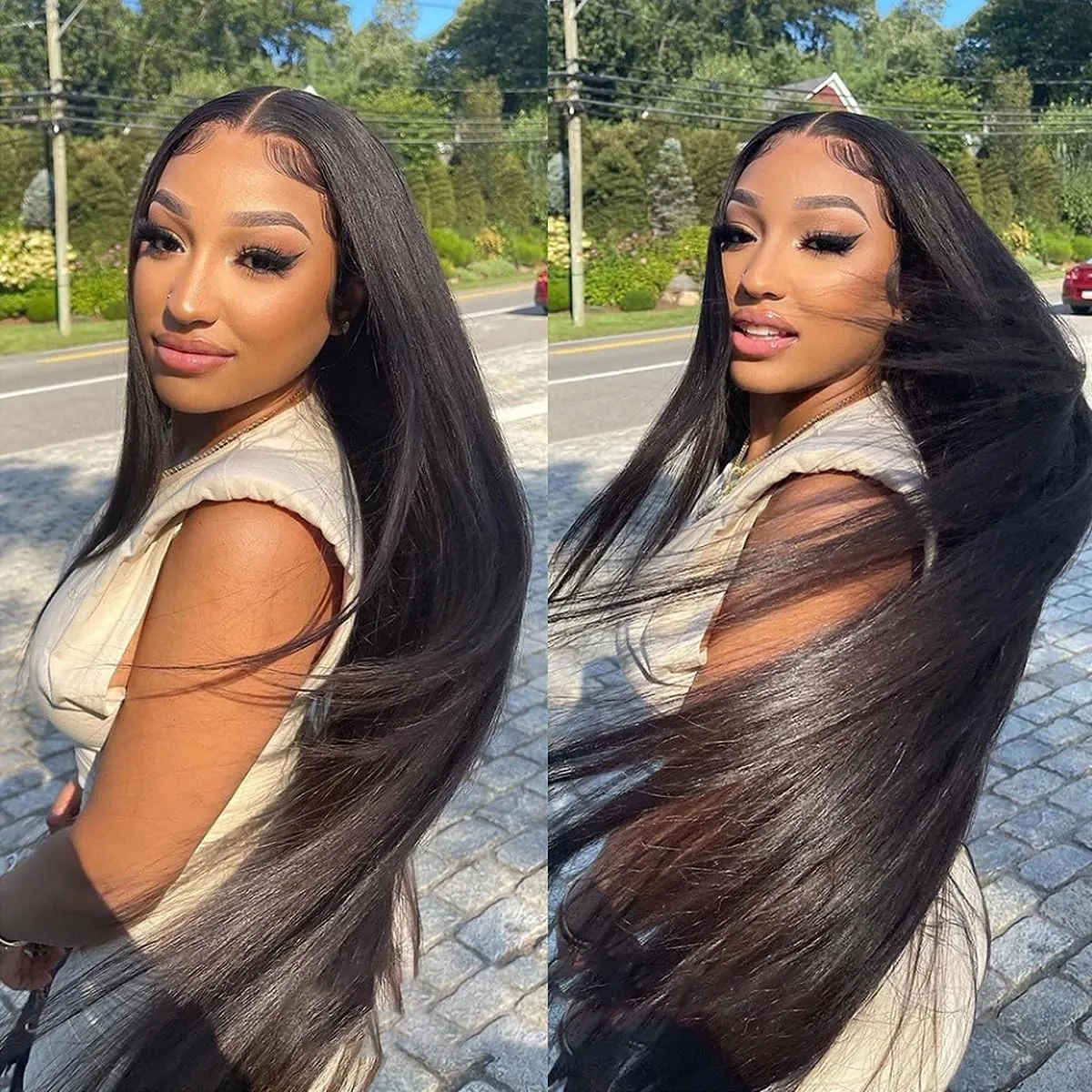 Clip in Hair Extensions Straight Natural Curl 100% Unprocessed Brazilian Human Hair for Black Women Natural Black Color 8pcs 120g/set 14 Inches