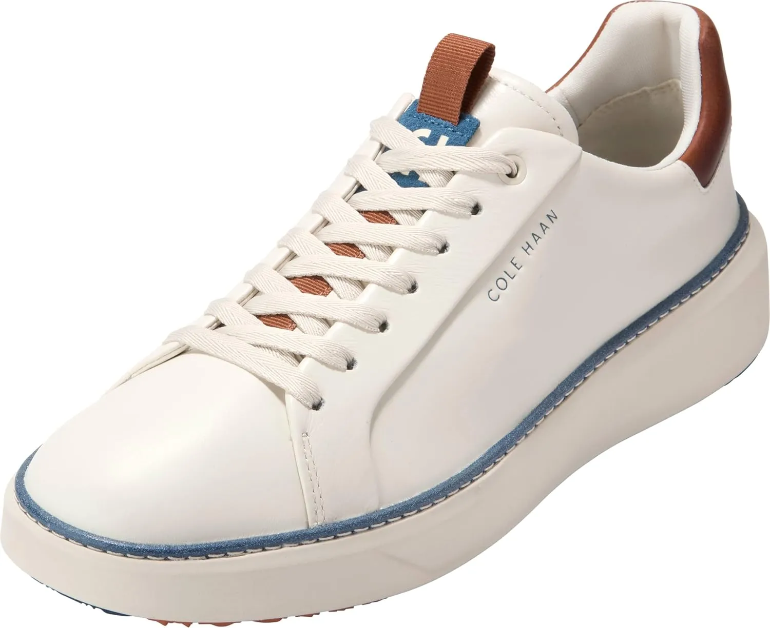 Cole Haan Men's Grandpro Topspin Golf Sneaker, Ivory/Auburn/Scroll, 9 Wide