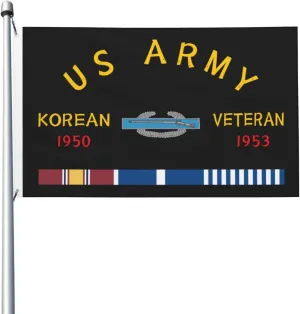 Combat Infantry Badge Korean War Veteran 3x5 FT Flag - Vivid Printing, Indoor Outdoor Banner with Brass Grommets