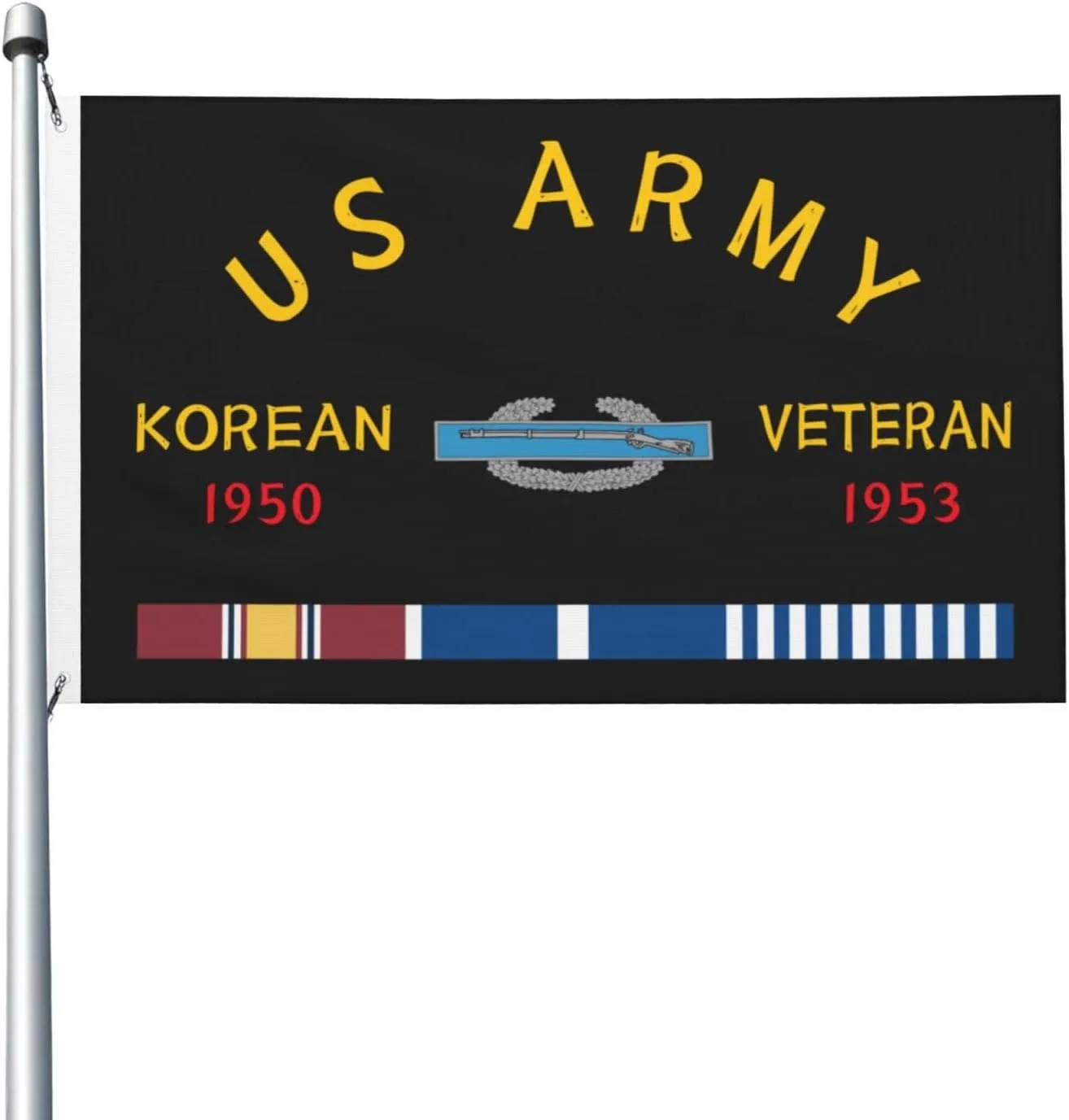 Combat Infantry Badge Korean War Veteran 3x5 FT Flag - Vivid Printing, Indoor Outdoor Banner with Brass Grommets