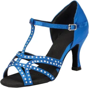 Comfortable Dancing Heels for Women Satin Party Wedding Sandals with Rhinestone