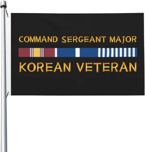 Command Sergeant Major Korean Veteran 3x5 FT Flag - Vivid Printing, Indoor Outdoor Banner with Brass Grommets