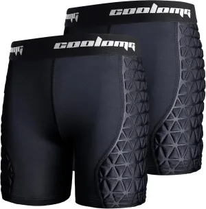 COOLOMG Women Softball Sliding Shorts Compression Padded Slider Shorts for Baseball Football Lacrosse Hockey (2-Pack)