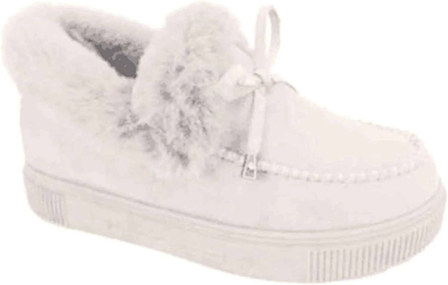 Corashoes Casual Fashion Flat Boots for Women, Kandylane Cute Warm Winter Durable Shoes, Suede Flat, Snow Boots Loafer Platform Shoes Comfortable, Thick Plush Keep Warm Loafer Flats,White,US:8.5