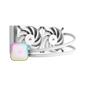 CORSAIR H100i RGB Elite Liquid CPU Cooler - 240mm AIO - AF120 Elite PWM Fans - Intel® LGA 1700, 1200, 2066, AMD® AM5 & AM4 Sockets - White