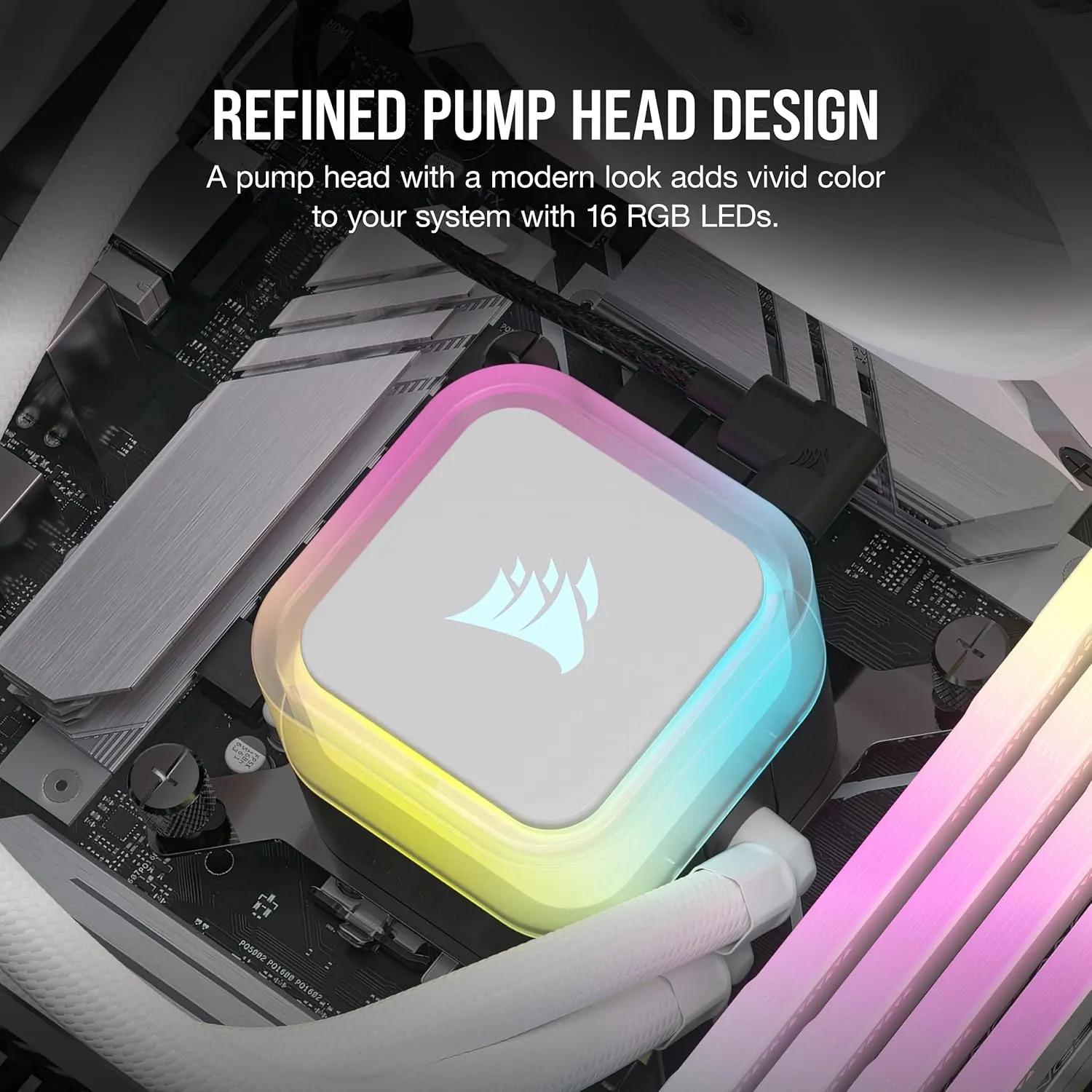 CORSAIR H100i RGB Elite Liquid CPU Cooler - 240mm AIO - AF120 Elite PWM Fans - Intel® LGA 1700, 1200, 2066, AMD® AM5 & AM4 Sockets - White