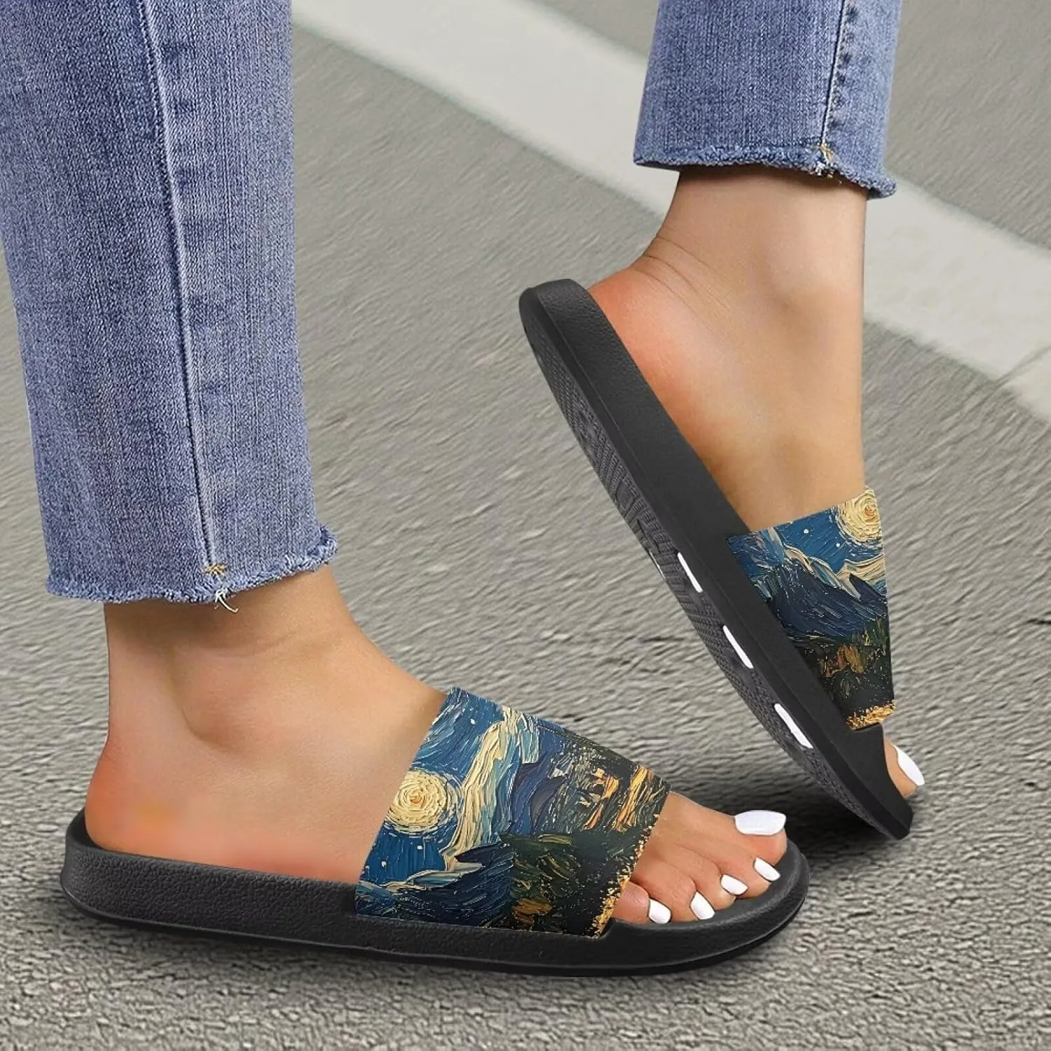 Couple Pattern Slide Sandals for Women Men Ultra Comfort Recovery Pillow Slippers Soft Summer Beach Shoes