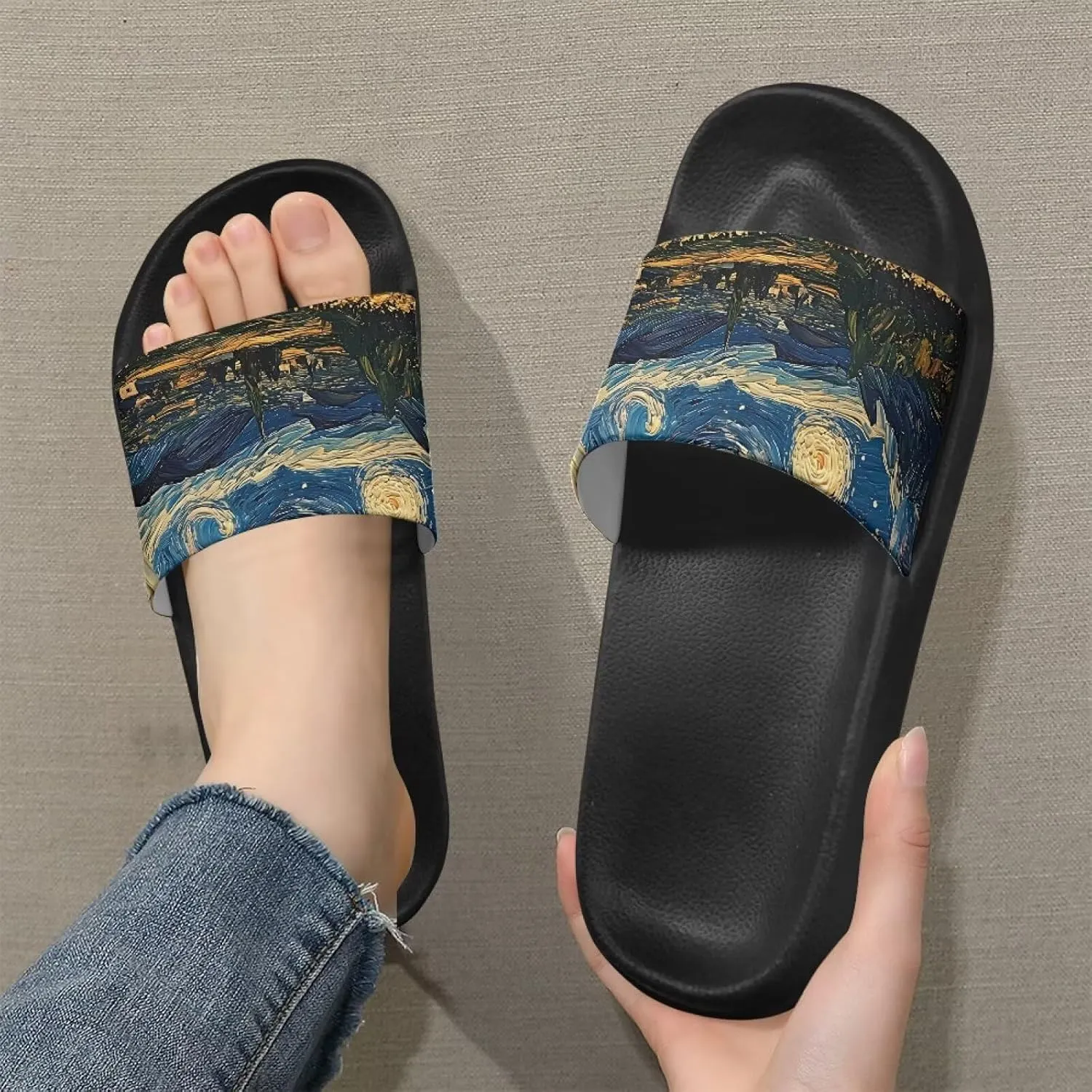 Couple Pattern Slide Sandals for Women Men Ultra Comfort Recovery Pillow Slippers Soft Summer Beach Shoes