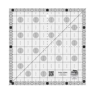 Creative Grids Perfect 10 Quilting Ruler – CGRPERF10 – Made in USA, 10in x 10in Square, Non-Slip Grip Acrylic Quilting, Sewing, Crafting, Patchwork Ruler for Measuring & Cutting Fabric