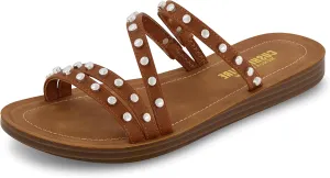 CUSHIONAIRE Women's Andrea strappy stud slide sandal  Memory Foam