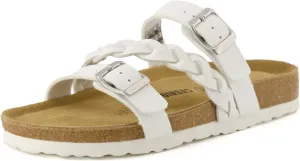 CUSHIONAIRE Women's Lizzy Cork Footbed Sandal - Comfortable, Adjustable Straps, Arch Support, Wide Widths Available, Boho Chic Summer Slides