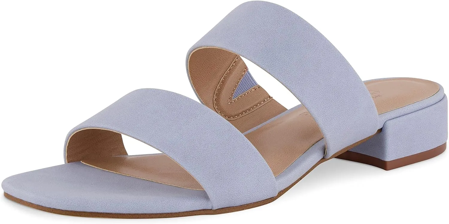 CUSHIONAIRE Women's Nolita two band low block heel slide sandal  Memory Foam and Wide Widths Available