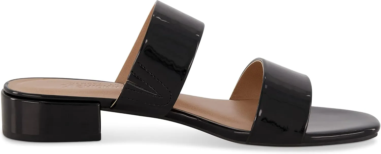 CUSHIONAIRE Women's Nolita two band low block heel slide sandal  Memory Foam and Wide Widths Available