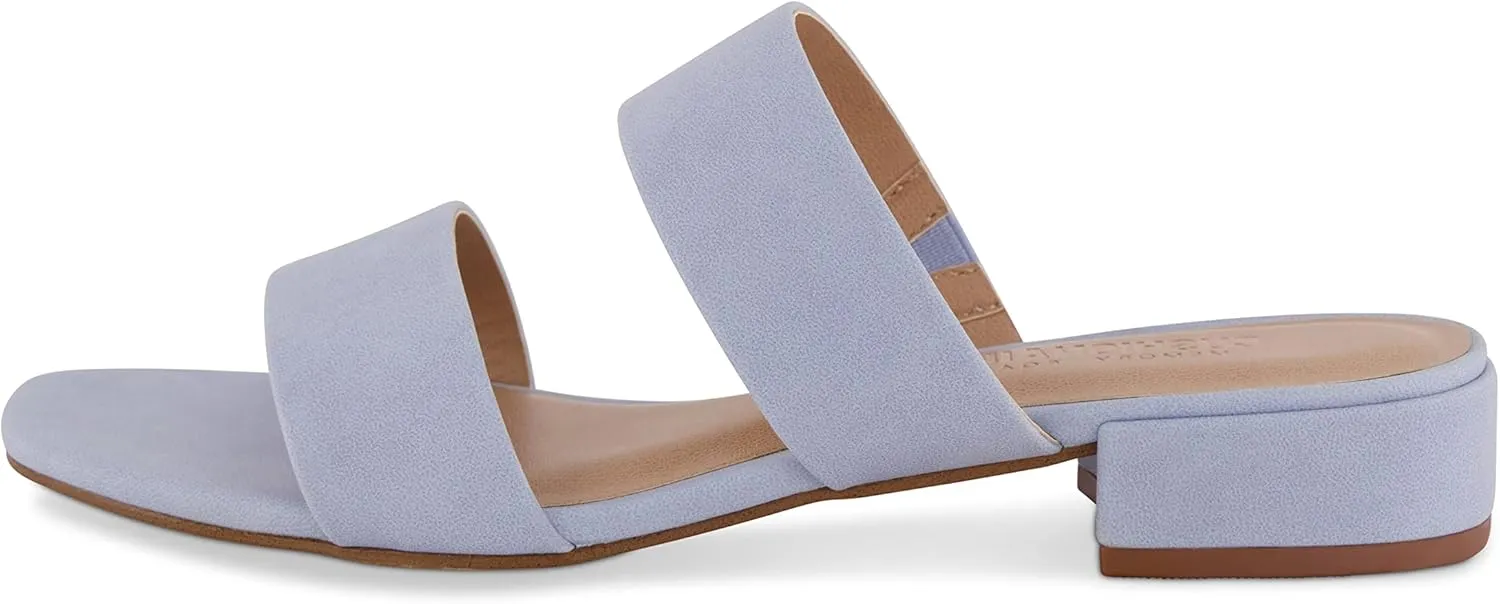 CUSHIONAIRE Women's Nolita two band low block heel slide sandal  Memory Foam and Wide Widths Available