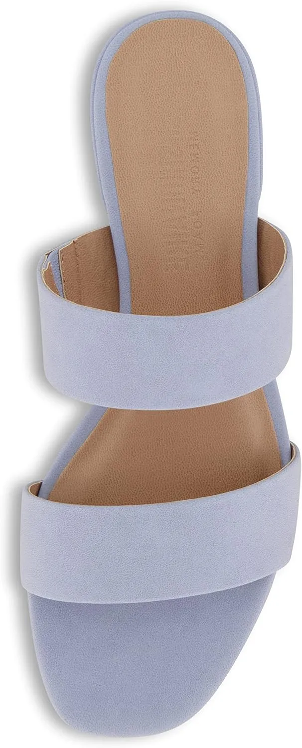 CUSHIONAIRE Women's Nolita two band low block heel slide sandal  Memory Foam and Wide Widths Available