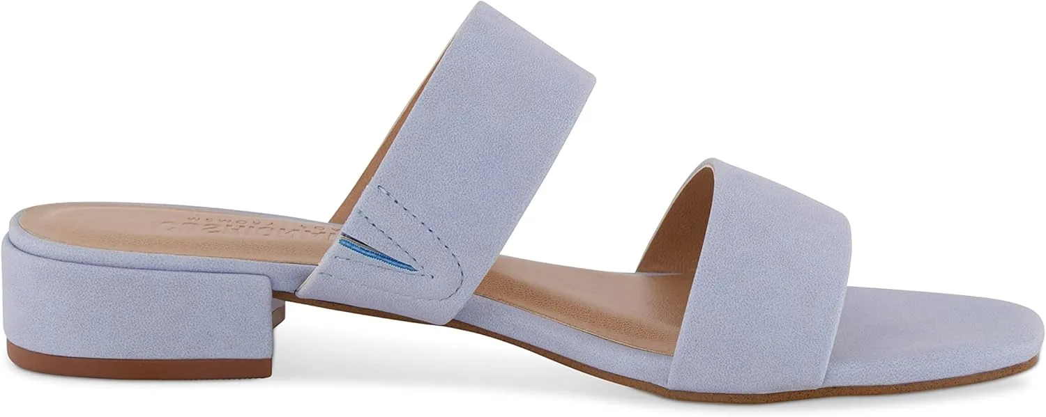CUSHIONAIRE Women's Nolita two band low block heel slide sandal  Memory Foam and Wide Widths Available