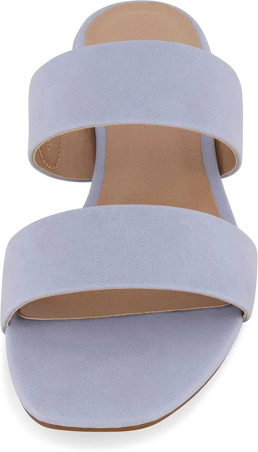 CUSHIONAIRE Women's Nolita two band low block heel slide sandal  Memory Foam and Wide Widths Available