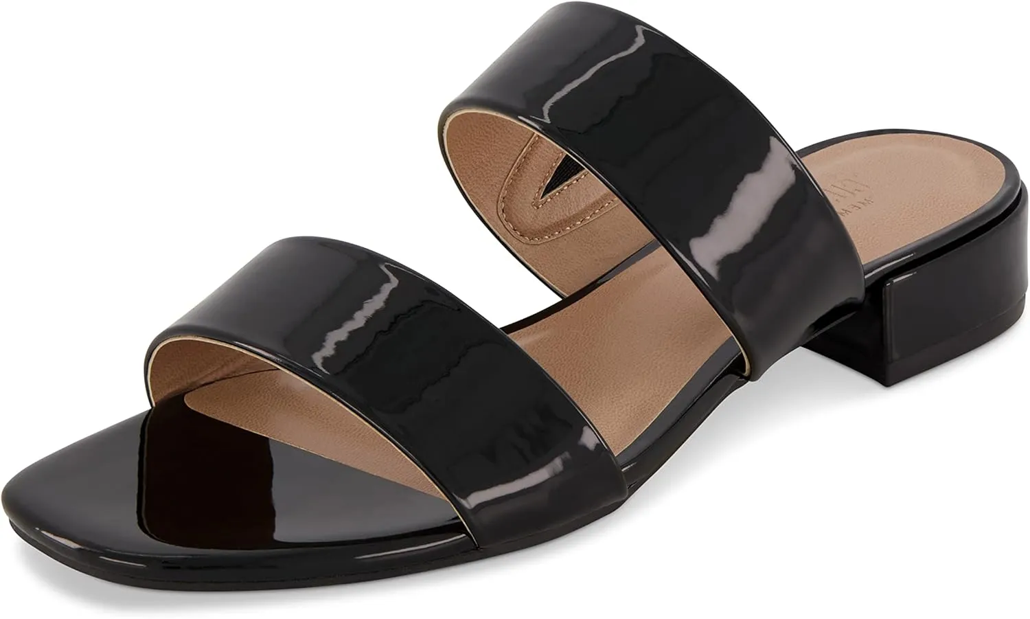 CUSHIONAIRE Women's Nolita two band low block heel slide sandal  Memory Foam and Wide Widths Available