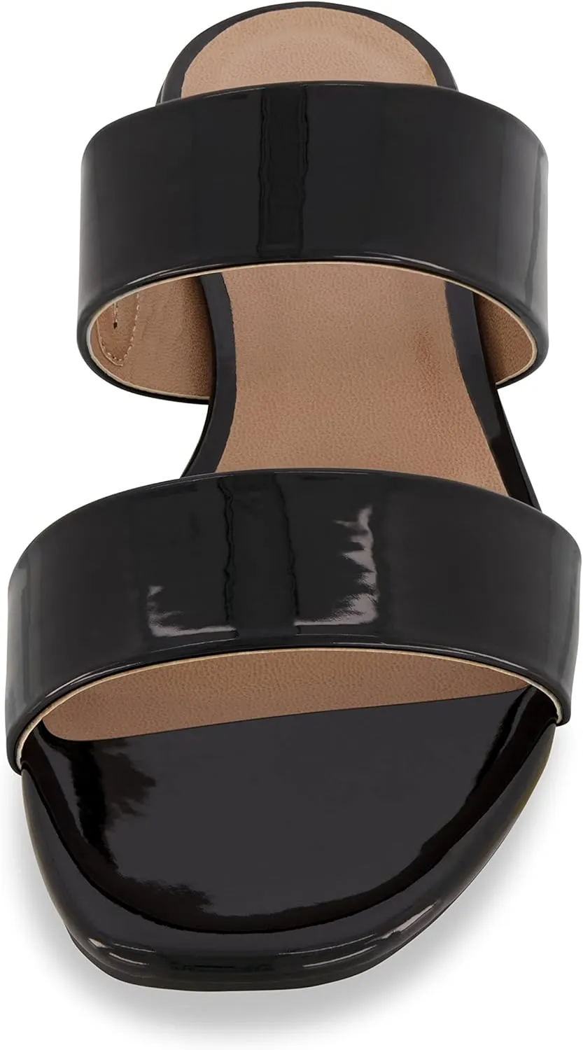 CUSHIONAIRE Women's Nolita two band low block heel slide sandal  Memory Foam and Wide Widths Available