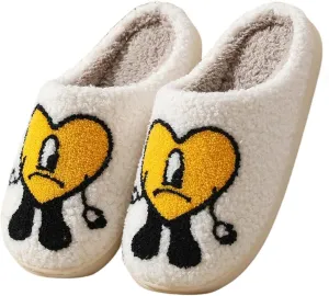 Cute Bunny Slippers for Women and Men - Fuzzy Cartoon Plush Warm Love Pattern Kawaii Couple Slippers for Autumn Winter