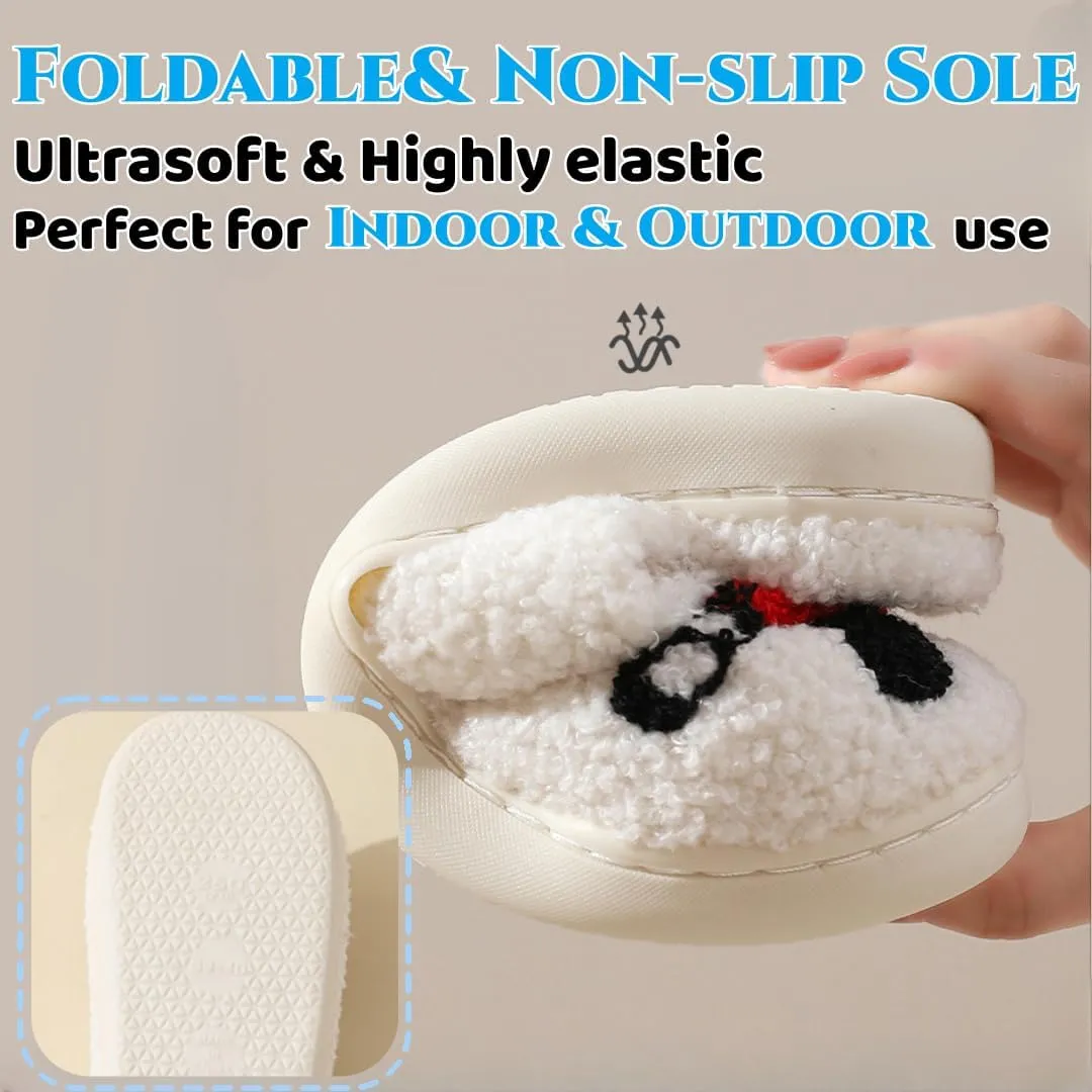 Cute Bunny Slippers for Women and Men - Fuzzy Cartoon Plush Warm Love Pattern Kawaii Couple Slippers for Autumn Winter