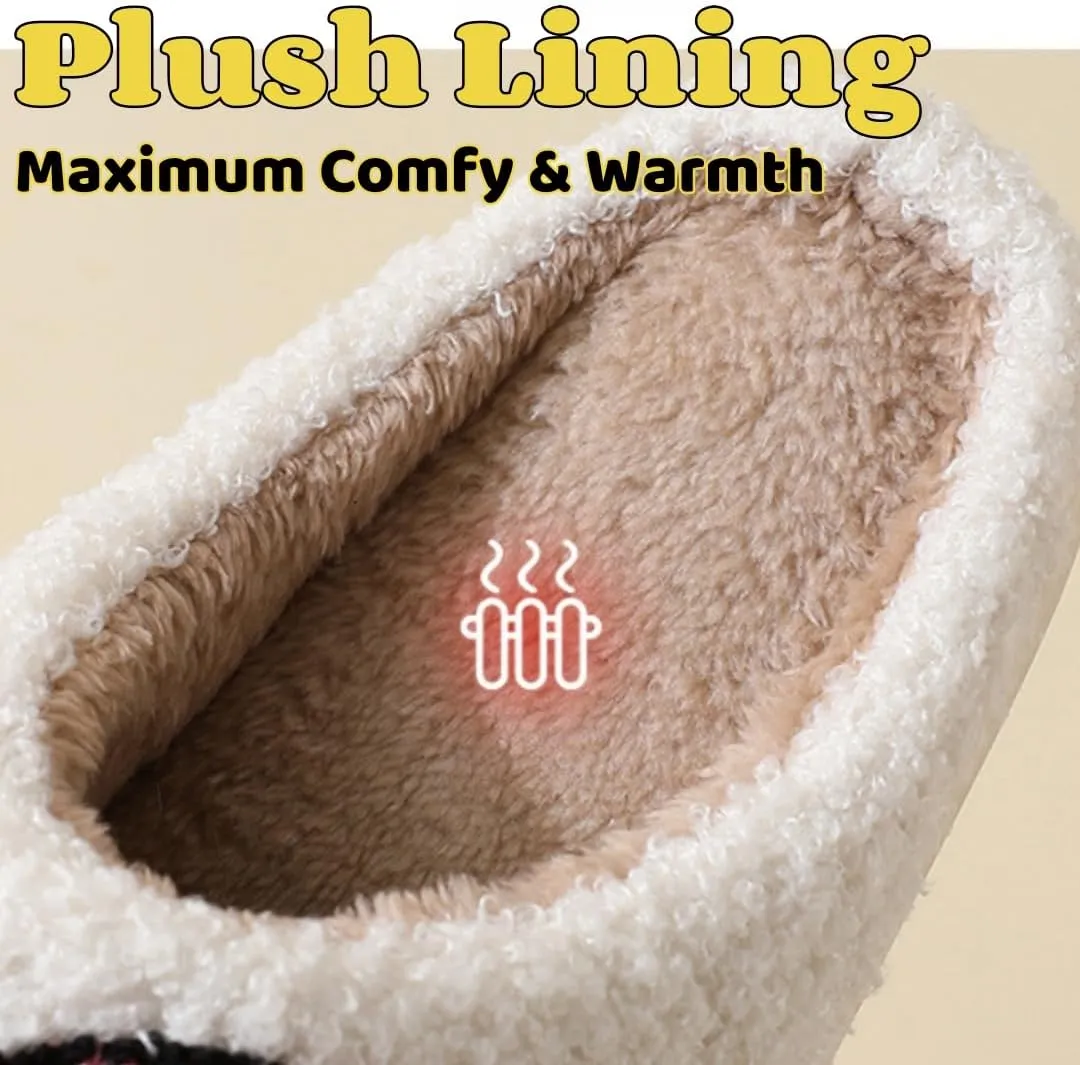 Cute Bunny Slippers for Women and Men - Fuzzy Cartoon Plush Warm Love Pattern Kawaii Couple Slippers for Autumn Winter