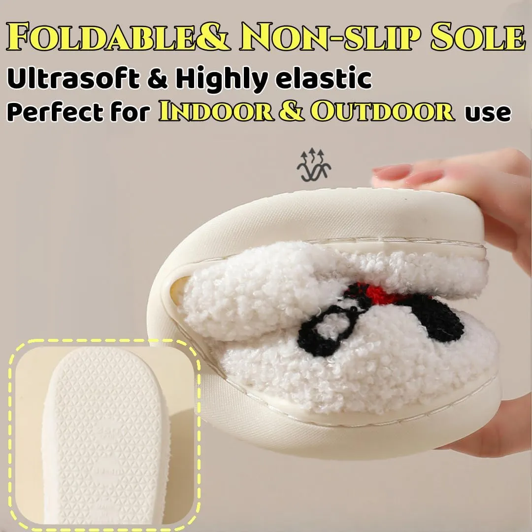 Cute Bunny Slippers for Women and Men - Fuzzy Cartoon Plush Warm Love Pattern Kawaii Couple Slippers for Autumn Winter