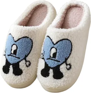 Cute Bunny Slippers for Women and Men - Fuzzy Cartoon Plush Warm Love Pattern Kawaii Couple Slippers for Autumn Winter