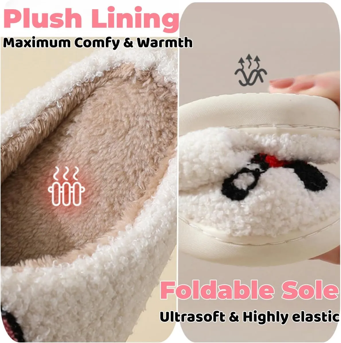 Cute Bunny Slippers for Women and Men - Fuzzy Cartoon Plush Warm Love Pattern Kawaii Couple Slippers for Autumn Winter