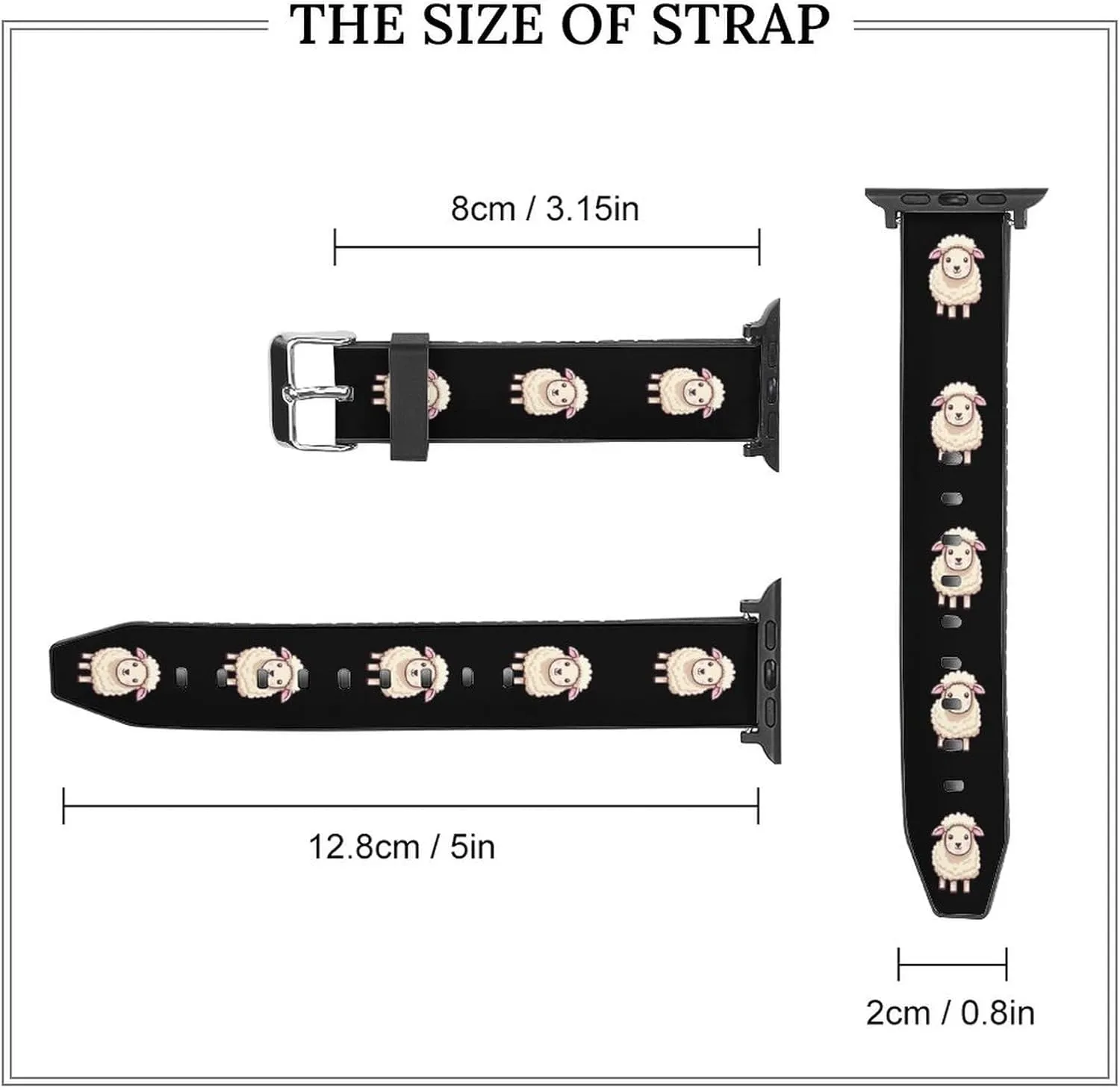 Cute Sheep Watch Bands for Men Women Replacement Leather Watchbands Compatible with Apple Watch