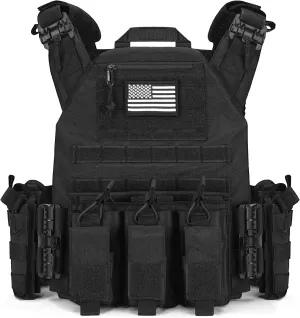 CVLIFE Tactical Airsoft Vest - Quick Release, Adjustable Size, Breathable & Comfortable, Multipurpose, Black