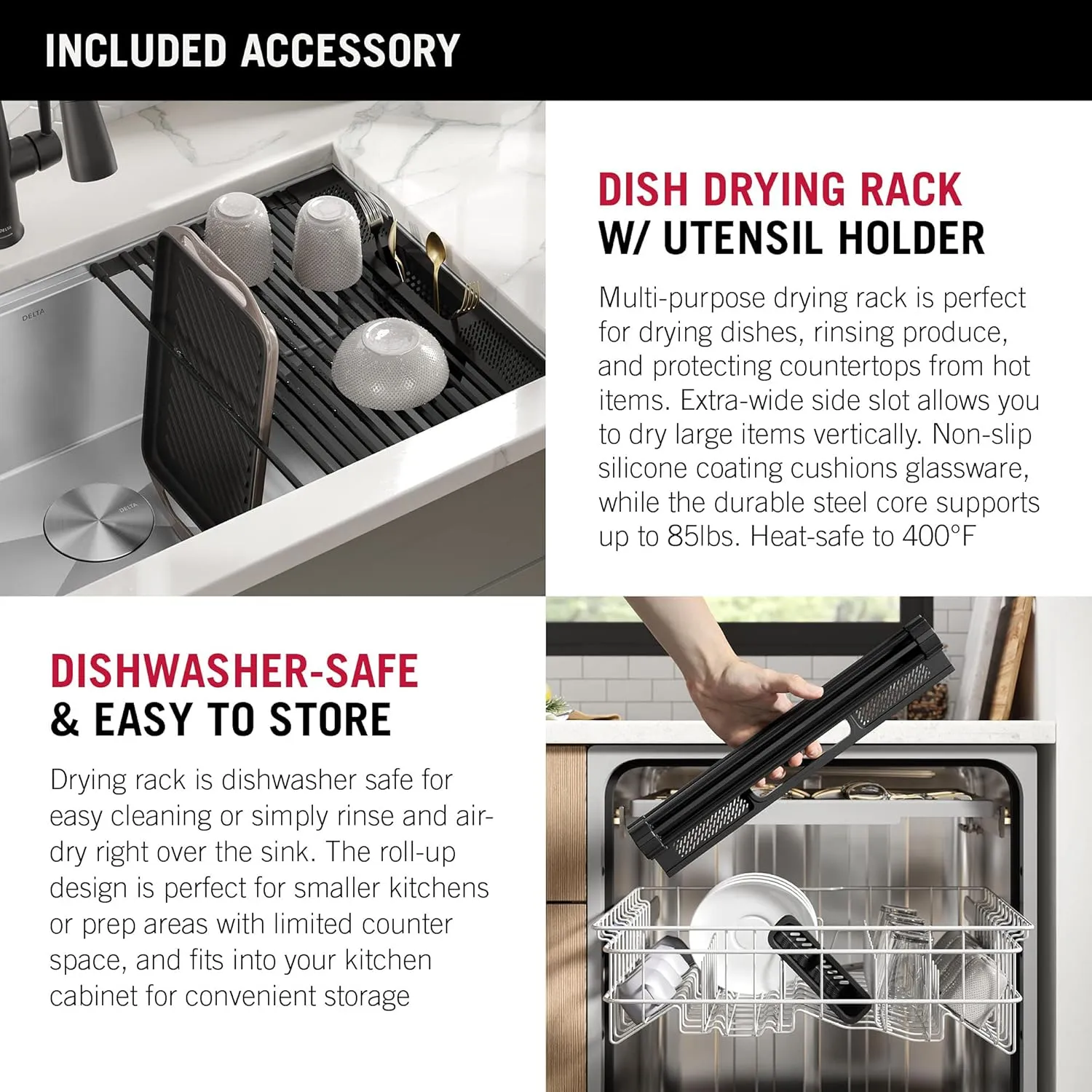 DELTA FAUCET Rivet 27-Inch Workstation Kitchen Sink Undermount 16 Gauge Stainless Steel Single Bowl with WorkFlow Ledge and Chef’s Kit of 6 Accessories, 95B931-27S-SS
