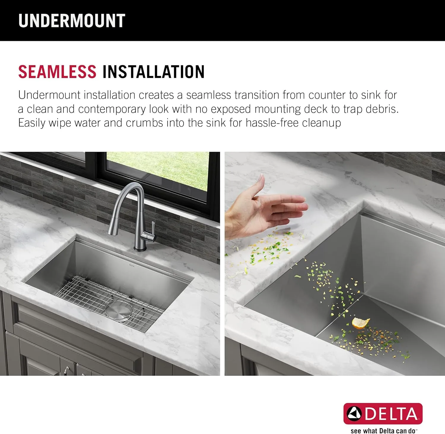 DELTA FAUCET Rivet 27-Inch Workstation Kitchen Sink Undermount 16 Gauge Stainless Steel Single Bowl with WorkFlow Ledge and Chef’s Kit of 6 Accessories, 95B931-27S-SS