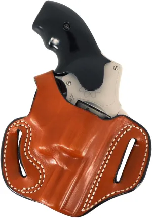DeSantis Roscoe Cross Draw OWB Leather Belt Slide Holster - Right Hand, Saddle Tan, Compatible with S&W J-Frame 2