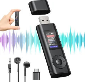 Digital Voice Recorder 64GB USB Voice Activated Audio Recorder Small and Portable Voice Recorders with Playback Digital Voice Recorder for Meetings/Interviews/Classroom