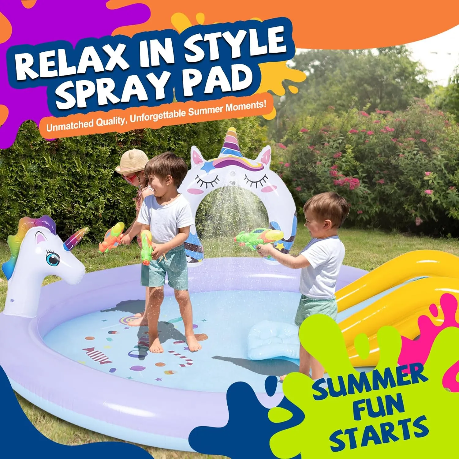 DIMAR GARDEN Inflatable Kids Swimming Pool Water Slide Pool Play Center