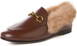 Divanne Loafers for Women, Womens Loafer Flats Gold Chain Penny Loafers Slip On Fur Loafer Mules