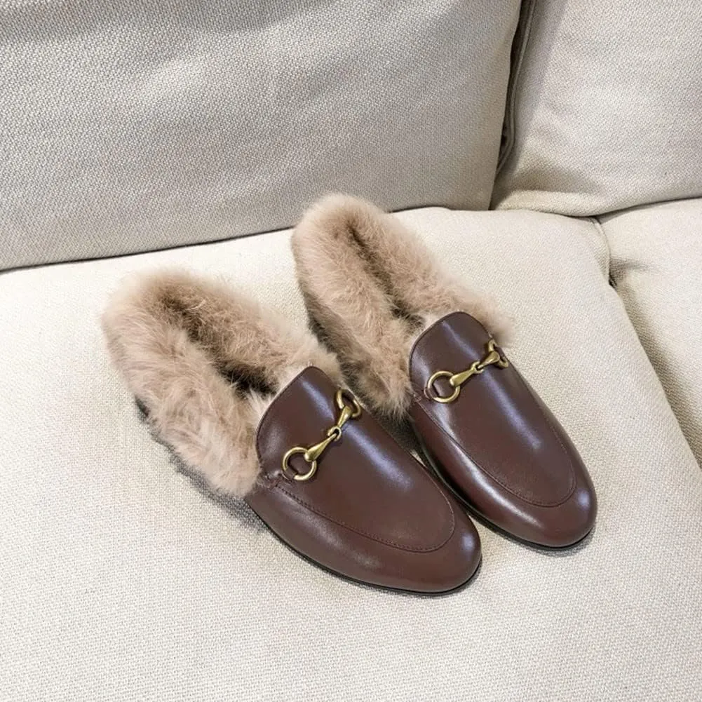 Divanne Loafers for Women, Womens Loafer Flats Gold Chain Penny Loafers Slip On Fur Loafer Mules