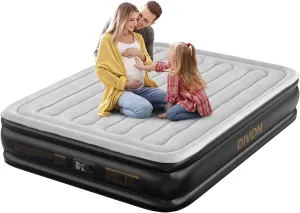 DIVON Air Mattress Queen with Built in Pump,Blow Up Mattress with Wave Pattern in 3 Mins,15’’High Quick Inflatable Mattress Queen,Air Bed for Home&Camping,660lbs