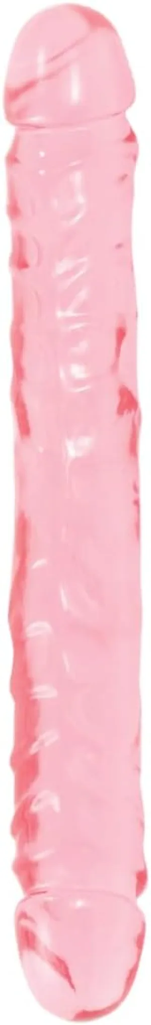Doc Johnson Crystal Jellies - Jr. Double Dong - 12" - Double Sided Dildo - Pink
