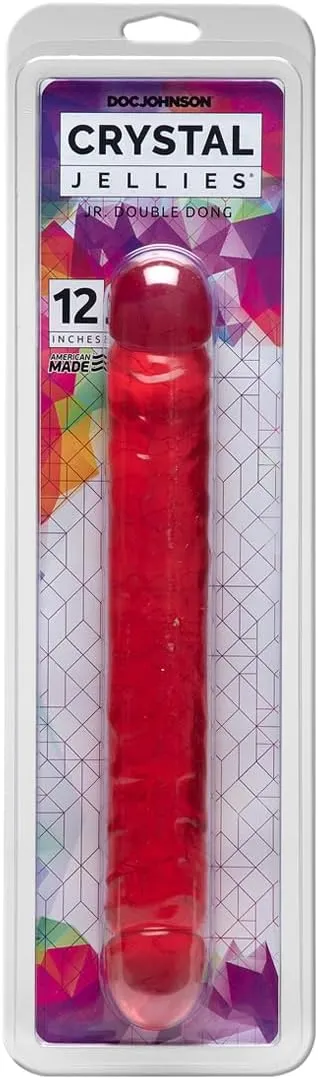 Doc Johnson Crystal Jellies - Jr. Double Dong - 12" - Double Sided Dildo - Pink