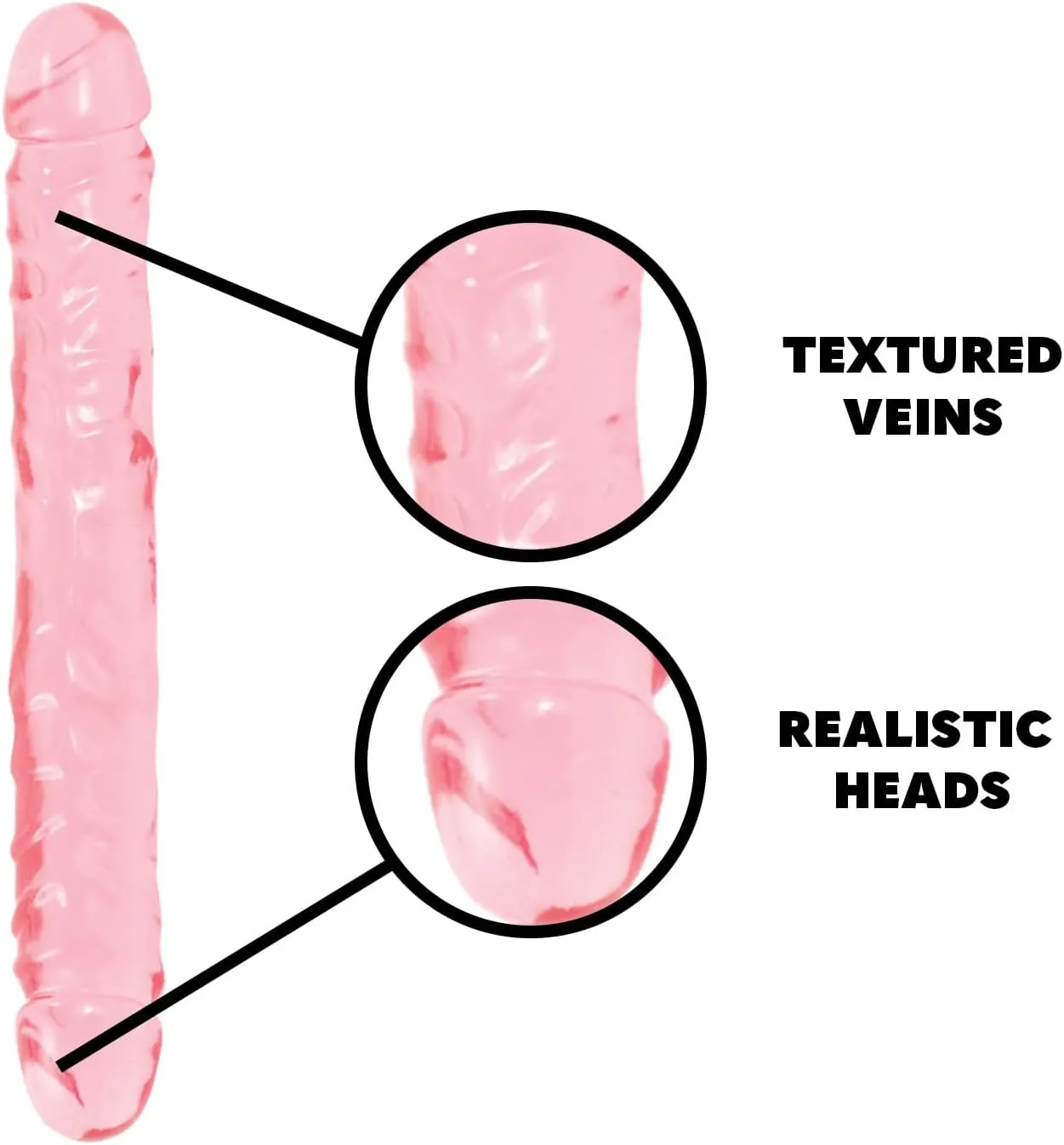 Doc Johnson Crystal Jellies - Jr. Double Dong - 12" - Double Sided Dildo - Pink