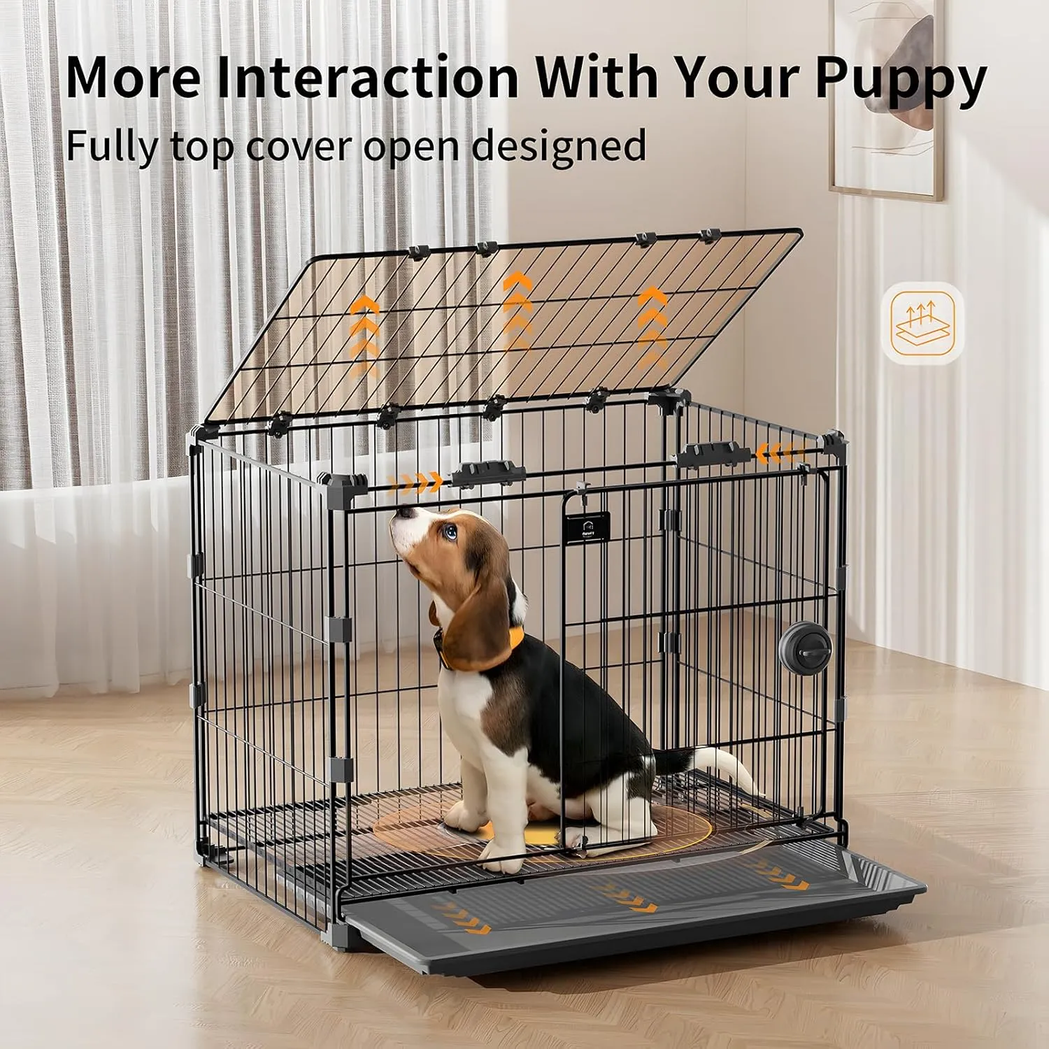 Dog Crate for Medium Dogs,30 inch Metal Dog Kennel Indoor Wire Dog Cage with Sliding Door and Removable Tray,Open Top Pet Crate for Medium