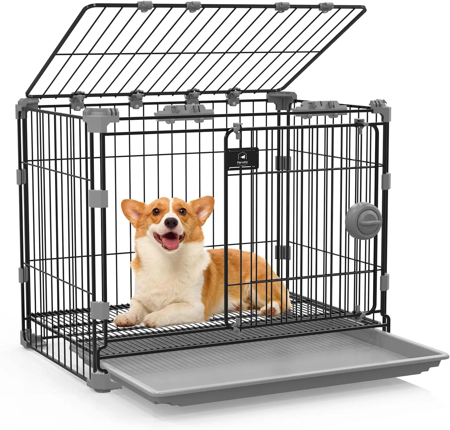 Dog Crate for Medium Dogs,30 inch Metal Dog Kennel Indoor Wire Dog Cage with Sliding Door and Removable Tray,Open Top Pet Crate for Medium