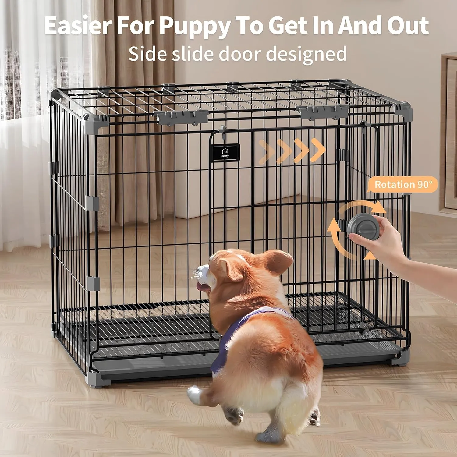 Dog Crate for Medium Dogs,30 inch Metal Dog Kennel Indoor Wire Dog Cage with Sliding Door and Removable Tray,Open Top Pet Crate for Medium