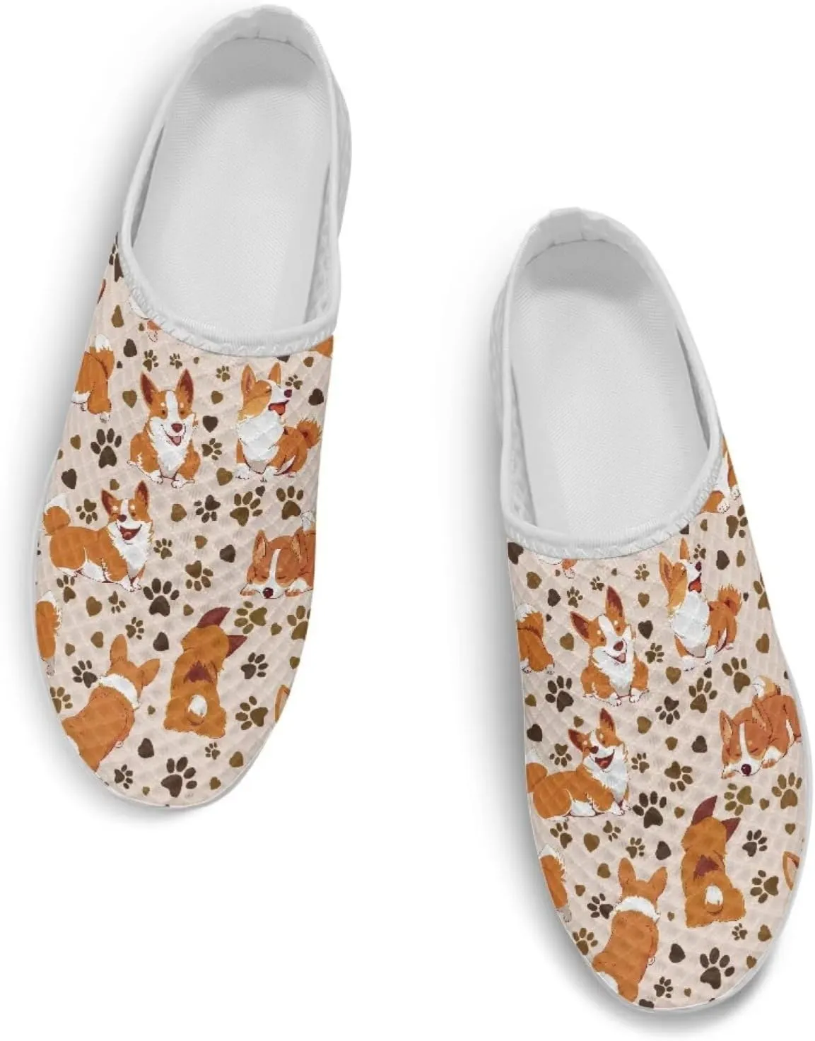 Dog Print Womens Mules Slip on Sneaker Round Toe Classic Garden Clogs Low Top Loafers Tennis Shoes