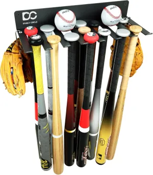 Double Circle Baseball Bat Rack - Holds 21 Bats - Wall Mount Holder - Metal Hanger for Home and Field Storage - Hardware Included - Sports Equipment Organizer