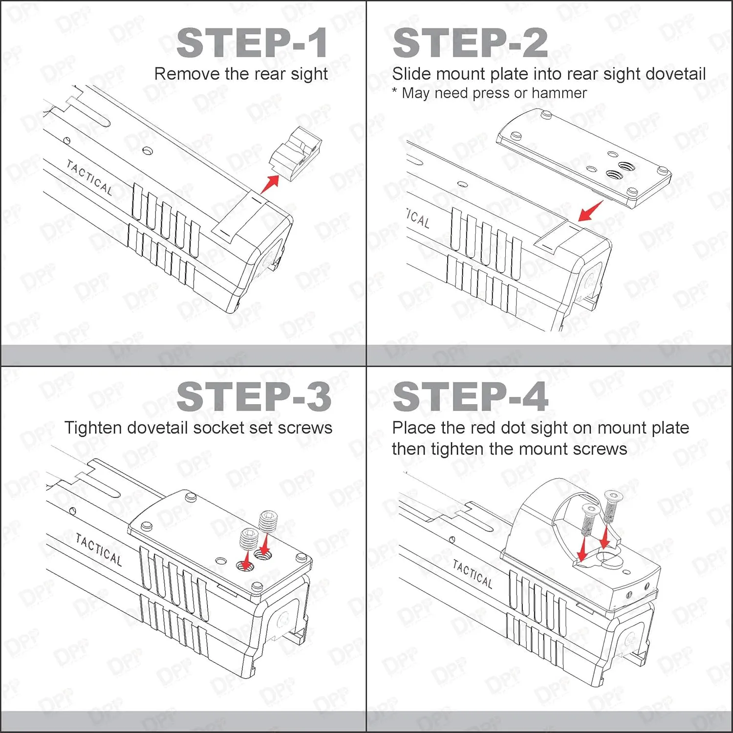 DPP Titanium Rear Sight Mount/Mounting Plate/Adapter Compatible with Springfield XD Vortex Venom & Viper, Burris Fastfire, Docter